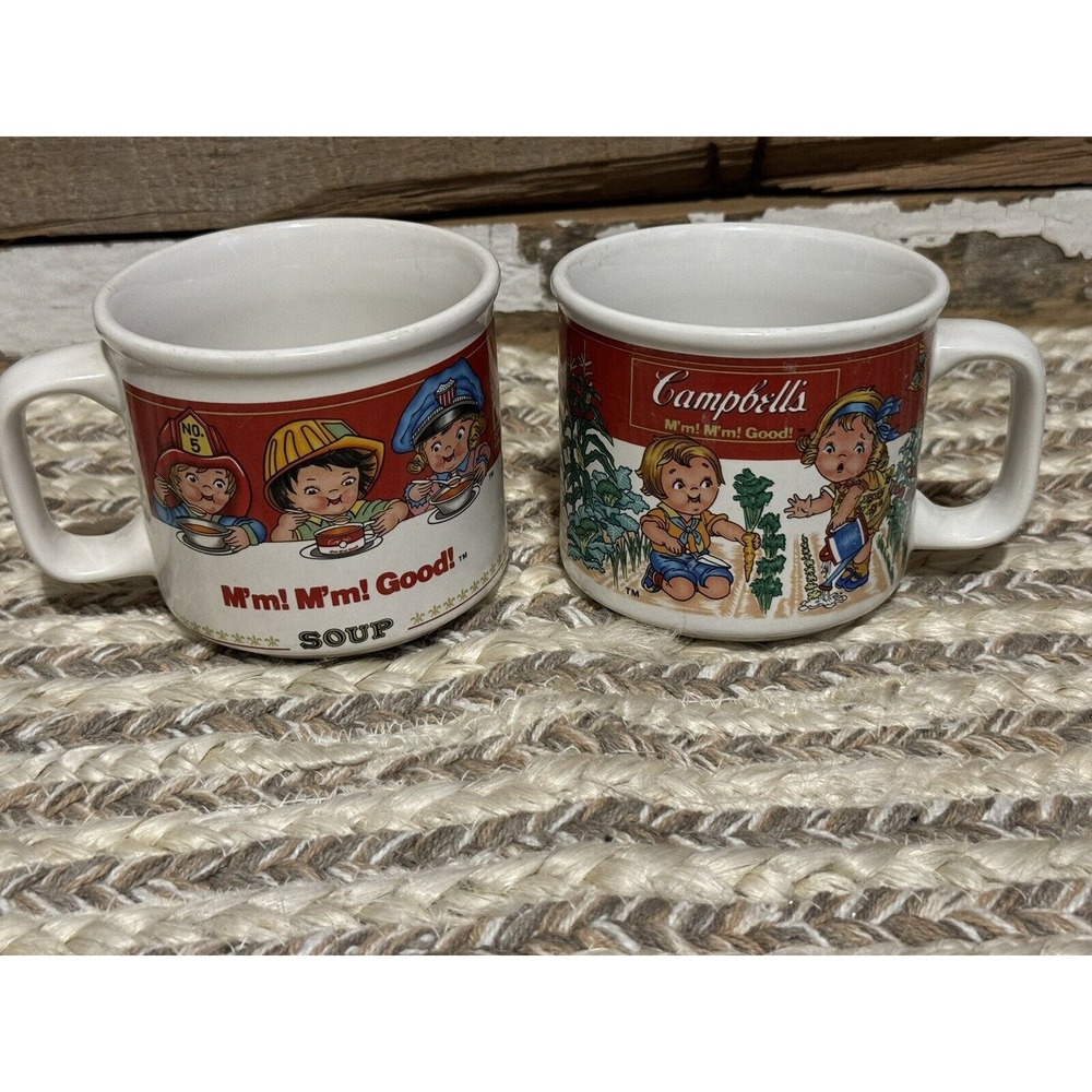 Vintage 1997 Campbells KIds Soup Mugs Set of 2 Westwood Kidcore Americana Retro